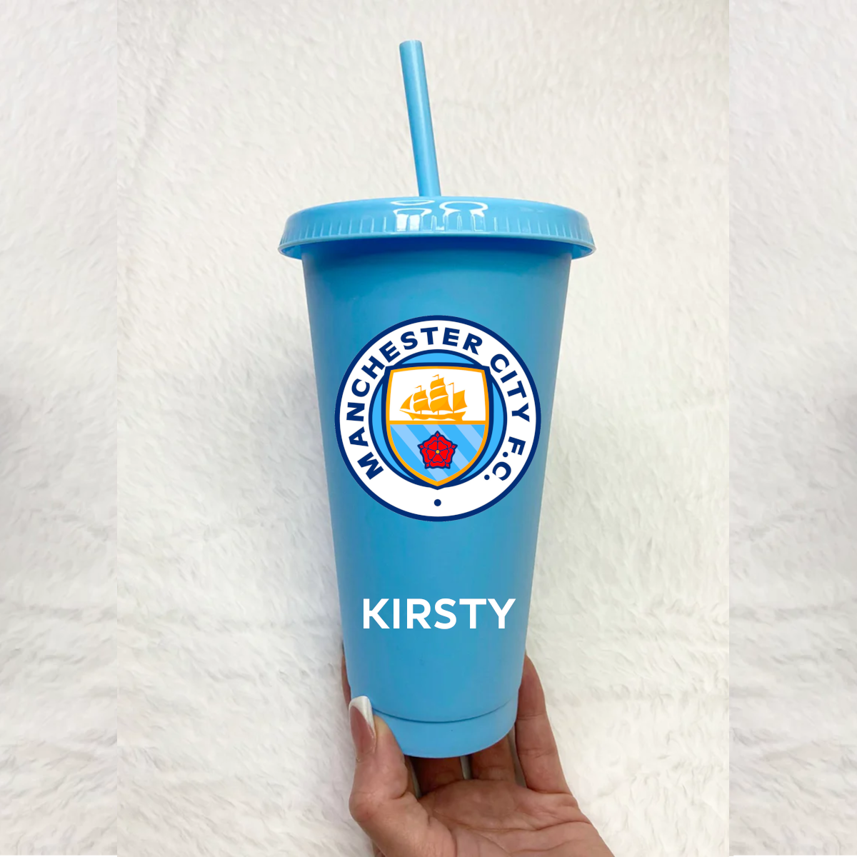 (image for) Personalised Football Team Reusable 24oz Cold Dup Drinks Tumbler with Straw & Lid