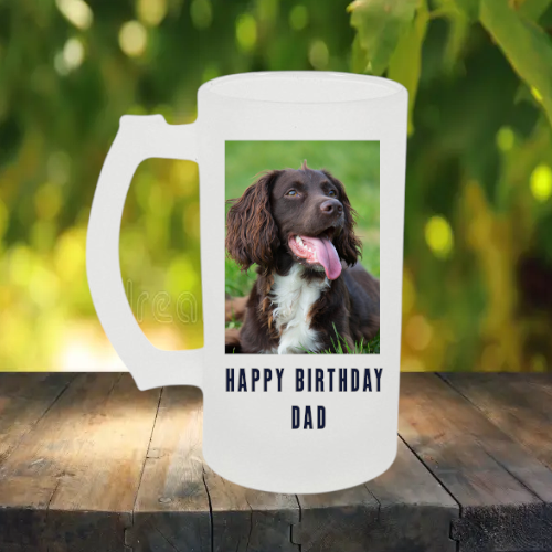 (image for) Personalised 16oz Frosted Glass Beer Stein Trigger Tankard